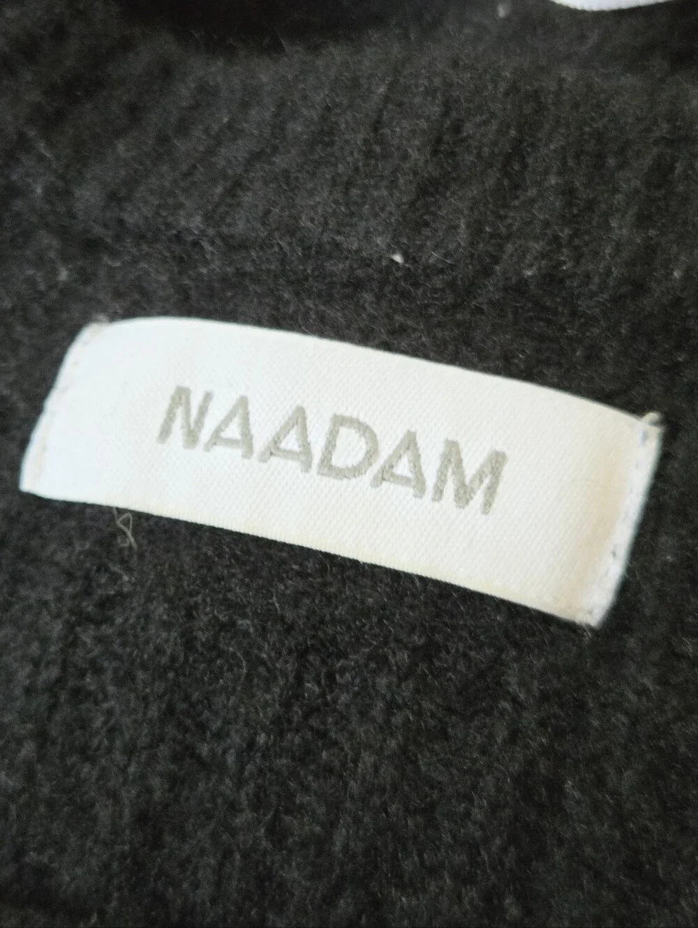 NAADAM Wool Cashmere Black Square-Neck Knit Cardigan